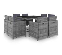 vidaXL Ensemble à manger d'extérieur avec coussins 9pcs résine tressée 46375