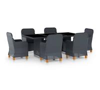 Vidaxl Ensemble À Manger D'extérieur Et Coussins 7 Pcs Résine Tressée
