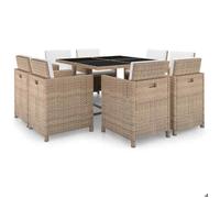 vidaXL Ensemble à manger d'extérieur et coussins 9 pcs résine tressée 42545