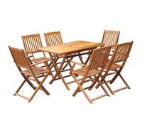 Ensemble de salle à manger - vidaXL - 7 pcs - Bois d'acacia massif - Pliable - Contemporain