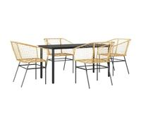 vidaXL Ensemble de salle à manger de jardin 5 pièces verre polyrattan brun
