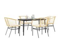 Vidaxl Ensemble À Manger Jardin Coussins 5pcs Marron Poly Rotin Verre Marron