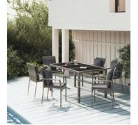 vidaXL Ensemble de jardin 7 pièces avec coussins Gris Poly rotin