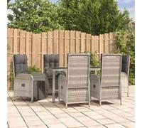 vidaXL Ensemble de jardin 7 pièces avec coussins Gris Poly rotin