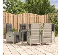 vidaXL Ensemble de jardin 7 pièces avec coussins Gris Poly rotin