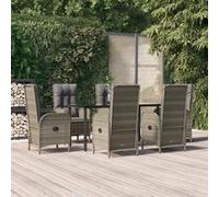 vidaXL Ensemble de jardin 7 pièces avec coussins Noir et gris Poly rotin
