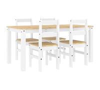 vidaXL Ensemble à Manger Panama 5 pcs Blanc Bois de pin Massif, Ensemble de Table à Manger, Table et chaises de Cuisine, Ensemble à Manger en Bois Massif