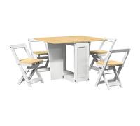 vidaXL Ensemble à Manger Papillon 5 pcs Corona Pliable Blanc Bois pin, Ensemble de Table à Manger, Table et chaises à Manger, Table et chaises Pliantes