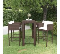 Vidaxl Ensemble Bar De Jardin 5 Pcs Et Coussins Résine Tressée Marron
