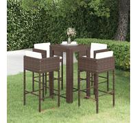 Vidaxl Ensemble Bar De Jardin 5 Pcs Et Coussins Résine Tressée Marron