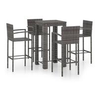 Vidaxl Jeu De Bar De Jardin 5 Pcs Avec Accoudoirs Résine Tressée Gris Gris