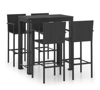 vidaXL Ensemble bar de jardin 5 pièces avec accoudoirs Poly rotin noir