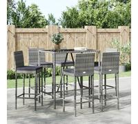 vidaXL Ensemble bar de jardin 7 pièces avec coussins Gris Poly rotin
