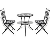 vidaXL Mobilier de bistro 3 pcs Carreaux céramiques Noir et blanc 271772
