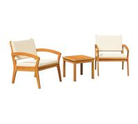 vidaXL Ensemble Bistro 3 pièces avec Coussins - Bois d'acacia Massif