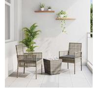 Set De Bistro De Jardin 3 Pièces Avec Coussins Gris En Poly Rattan