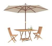 vidaXL Ensemble Bistro de Jardin 3 pcs Marron Teck Massif, Ensemble de Jardin Alfresco, Meubles Modernes, Table Ronde, résistant aux intempéries, pour Votre terrasse