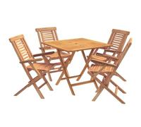 vidaXL Ensemble Bistro de Jardin Pliant 5 pièces Naturel