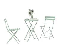 vidaXL Ensemble Bistro Pliant 3 pcs Écume de mer Acier, Ensemble de Meubles d'extérieur Moderne, chaises Bistro en Acier, Table à Manger résistante à l'eau, sièges compacts au Jardin