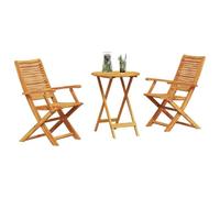 vidaXL Ensemble Bistro Pliant 3 pcs Marron Bois d'acacia Massif, Ensemble Bistro en Acacia, Meubles d'extérieur rustiques, chaises Pliantes, Assise résistante aux UV
