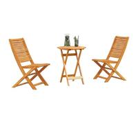 vidaXL Ensemble Bistro Pliant 3 pcs Marron Bois d'Acacia Massif, Ensemble Bistro Pliant Rustique, en Acacia, pour Jardin et terrasse, fauteuils Confortables pour Repas en Plein air