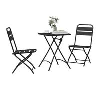 vidaXL Ensemble bistrot 3 pcs Anthracite Acier, Ensemble Bistro Rectangulaire, Meubles Compacts, Chaises Élégantes et Confortables pour Jardin et Terrasse