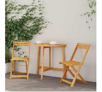 vidaXL Ensemble bistrot 3 pcs Huile Naturelle Bois d'Acacia Massif, Ensemble de salle à manger extérieur, bistro de jardin, 4105506