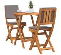Vidaxl Ensemble Bistro Pliable 3 Pièces Avec Coussins En Bois Massif D'acacia