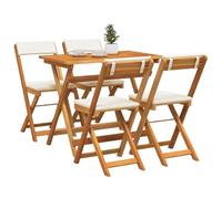vidaXL Ensemble bistrot 5 pcs Marron Bois d'acacia Massif, Repas en Plein air, Ensemble Bistro Rustique, Meuble extérieur Pliable, Table de Jardin, Moments sur la terrasse