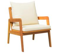 vidaXL Ensemble bistro 3 pièces en bois massif d'acacia avec coussins – Pour jardin et terrasse