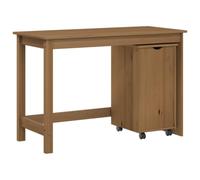 vidaXL Ensemble Bureau et Armoire 2 pc Brun Miel Bois de pin Massif