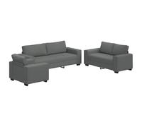 vidaXL Ensemble canapé 3 pièces avec coussins en tissu gris foncé