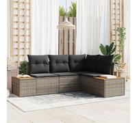Vidaxl Ensemble Canapé De Jardin 4 Pièces Avec Coussins Gris Poly Rattan Acacia Gris
