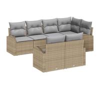 Vidaxl Ensemble De Canapé De Jardin 7 Pièces Avec Coussins En Rotin Poly Beige Beige