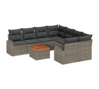 Vidaxl Ensemble Canapé De Jardin 9 Pièces Avec Coussins Gris Rattan Acacia Gris
