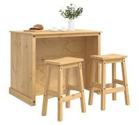 vidaXL Ensemble Cuisine Îlot 3 pcs Cire de Miel Pin Massif, Chariot de Cuisine, Espace Mobile Rustique avec Rangement, Chariot Utilitaire et Organisateur de Cuisine pour la Maison