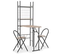 vidaXL Ensemble ¿¿ d?ner pliant 3 pcs et ¿¿tag¿¿re de rangement MDF acier