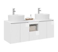 vidaXL Ensemble d'armoire de Salle de Bain 3 pc Blanc Brillant