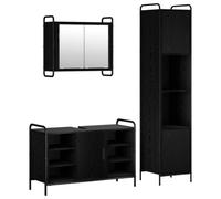 vidaXL Ensemble d'armoire de Salle de Bain 3 pc Chêne Noir