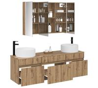 vidaXL Ensemble d'armoire de Salle de Bain 4 pcs Chêne Artisanal,