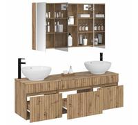 vidaXL Ensemble d'armoire de Salle de Bain 4 pcs Chêne Artisanal,