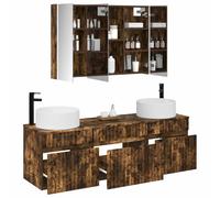 vidaXL Ensemble d'armoire de Salle de Bain 4 pcs Chêne fumé,