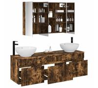 vidaXL Ensemble d'armoire de Salle de Bain 4 pcs Chêne fumé,