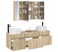 vidaXL Ensemble d'armoire de Salle de Bain 4 pcs Chêne Sonoma,