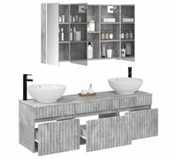 vidaXL Ensemble d'armoire de Salle de Bain 4 pcs Gris béton,
