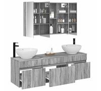 vidaXL Ensemble d'armoire de Salle de Bain 4 pcs Sonoma Gris,