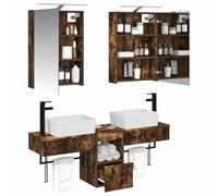 vidaXL Ensemble d'armoire de Salle de Bain 5 pcs Chêne fumé,