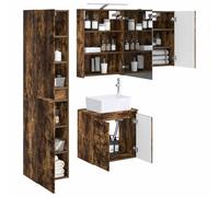 vidaXL Ensemble d'armoire de Salle de Bain 5 pcs Chêne fumé,