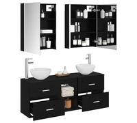 vidaXL Ensemble d'armoire de Salle de Bain 5 pcs Chêne Noir,
