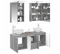 vidaXL Ensemble d'armoire de Salle de Bain 5 pcs Sonoma Gris,